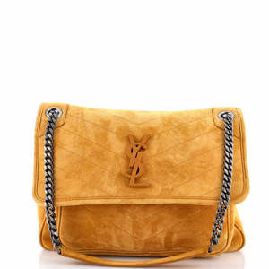 Saint Laurent Medium Niki Chain Flap Bag Matelasse Chevron Suede